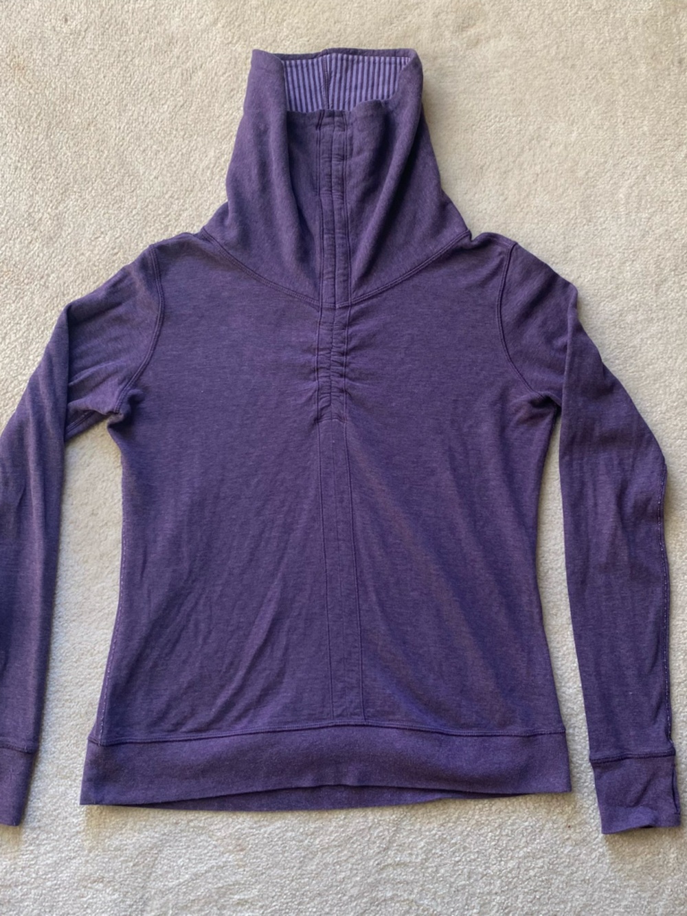 Lululemon Reversible Sweatshirt Pullover Women's Size 10 Purple Striped Cinch - Picture 2 of 9